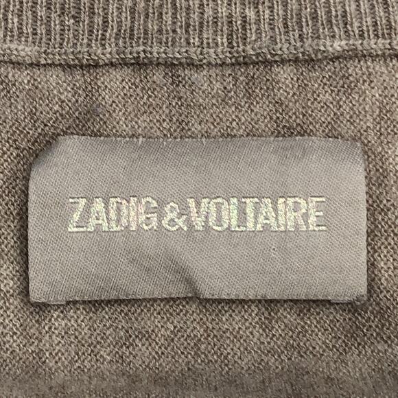 Zadig & Voltaire Sweater Womens Small Wool Cashmere Pullover Sequin Elbow Patch - Picture 12 of 16